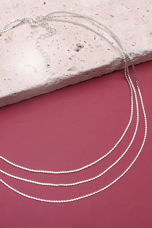 Triple Layer Flat | Silver Necklace