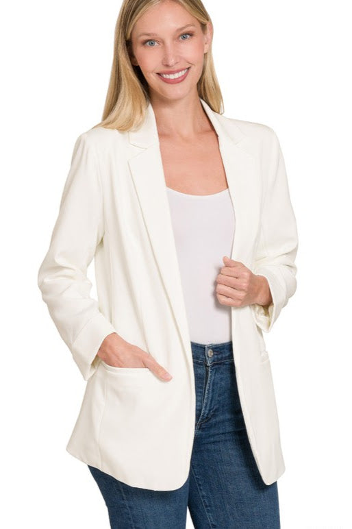 Open Front Classic Blazer | Ivory