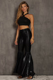 Faux Leather Bell Bottom Pants | Black