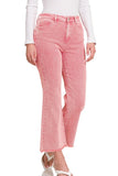 Acid Wash Stretch Cropped Straight Jeans | Ash Pink