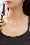 Chain Layered Mixed Short Necklace | Gold