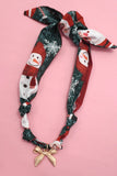 Handmade Snowman Scarf Necklace | Gold Bow Charm