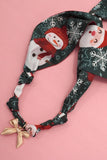 Handmade Snowman Scarf Necklace | Gold Bow Charm