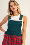 Plaid Contrast Lace Wide Leg Jumpsuit | Red/Green