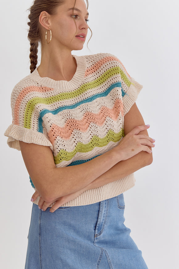 Striped Crochet Top | Multicolor