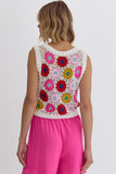 Crochet Crop Knit Top | Cream+Multi