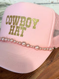 Cowboy Hat Foam Trucker Cap + Jewelry Charm | Pink