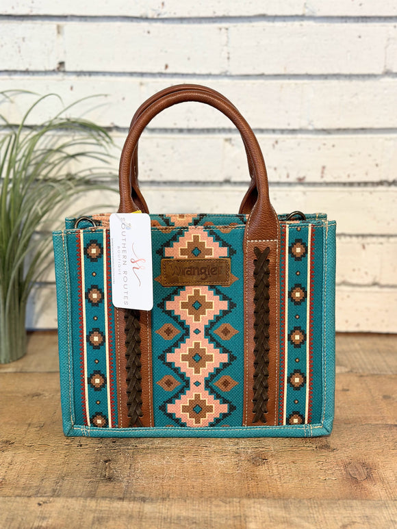 Wrangler Canvas Crossbody Mini Tote Bag | Turquoise
