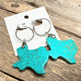 Texas Turquoise Stone Earrings | Silver