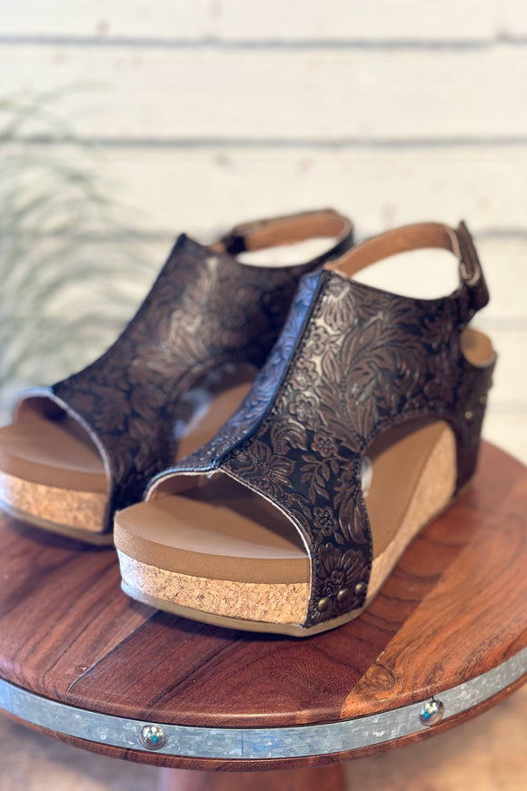 The Isabella Tooled Wedge | Chocolate