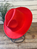 Texas Burnt On Fedora Brim Hat | Red