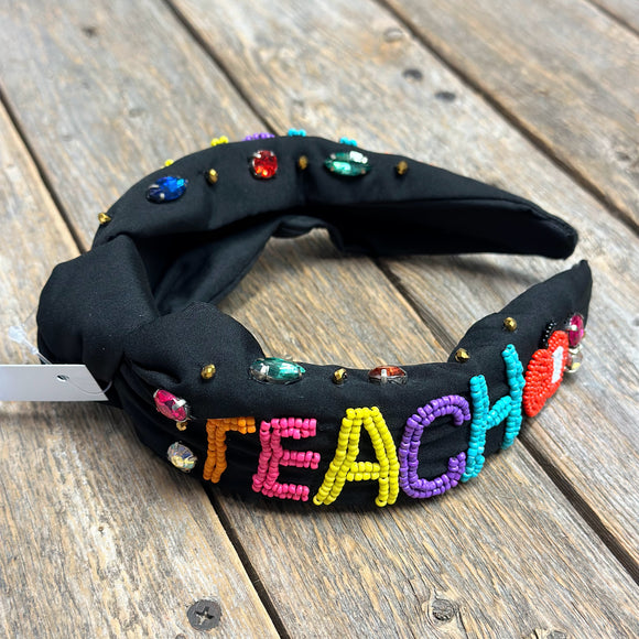 Embellished Knot Headband | Black Teach