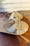 Athena Rhinestone Braided Sole Sandal | Gold