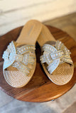 Athena Rhinestone Braided Sole Sandal | Gold