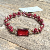 Beaded Crystal Bracelet | Cranberry