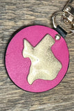 Texas Worn Gold Leather Keychain | Pink