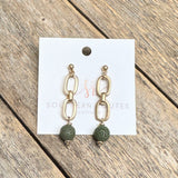 Wood Accent Chain Earrings | Green