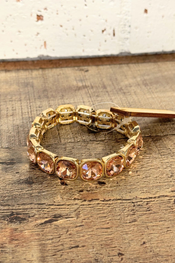 Light Rose+Gold Stretch Bracelet | Pink Panache