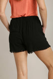 Frayed Linen Shorts | Black
