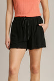 Frayed Linen Shorts | Black