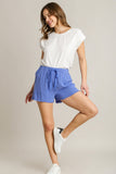 Frayed Linen Shorts | Orchid Blue
