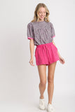 Mineral Wash Frayed Shorts | Hot Pink