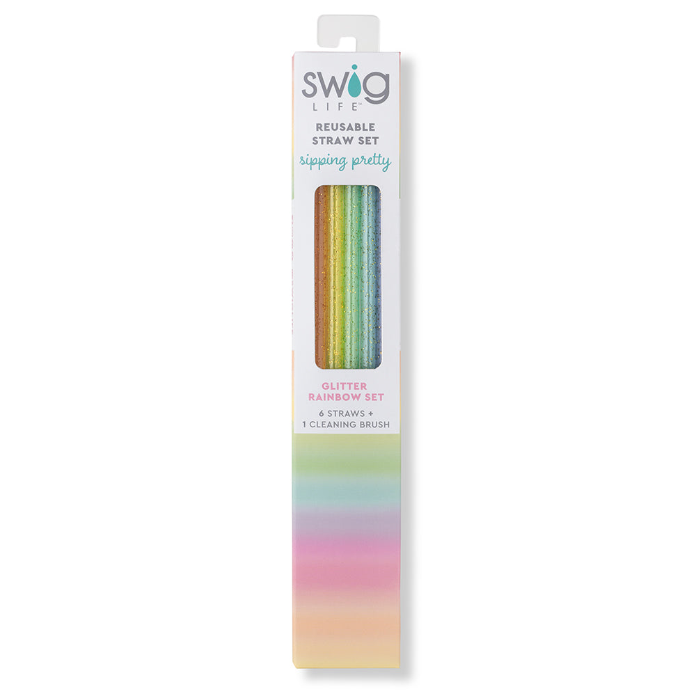 Tall Rainbow Reusable Straws