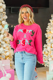 Merry & Bright Sweatshirt Top | Hot Pink