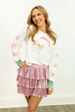 Santa Glitter Sweatshirt Top | White