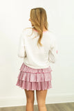 Santa Glitter Sweatshirt Top | White