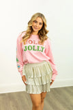 Holly Jolly Sequin Sweatshirt Top | Pink