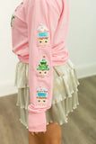 Holly Jolly Sequin Sweatshirt Top | Pink