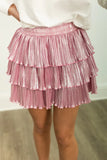 Shimmer Ruffle Skirt w/ Shorts | Pink