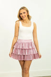 Shimmer Ruffle Skirt w/ Shorts | Pink