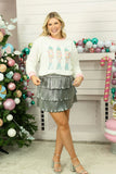 Glitter Nutcrackers Sequin Sweatshirt Top | White