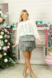 Glitter Nutcrackers Sequin Sweatshirt Top | White