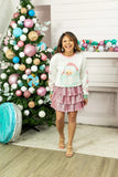 Santa Glitter Sweatshirt Top | White