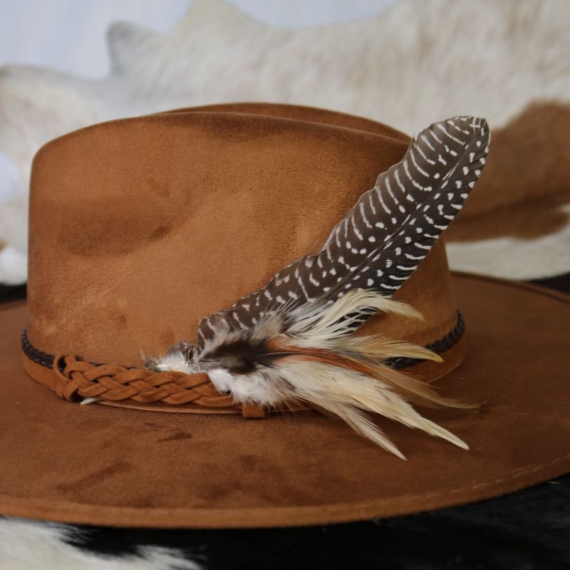 【if you have/Feather Hat】 Unisex Brixton Hat Feather in Bison/Mojave/Burnt Orange