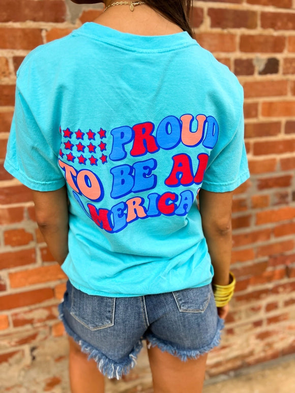 Proud To Be An American Tee | Bright Blue