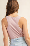 Ribbed Basic Tank Body Suit | Pink