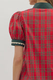 Plaid Trim Inset Dress | Red