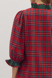 Plaid Ruffle Trim Button Dress | Red