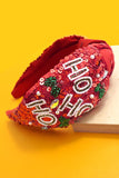 Ho Ho Ho Red Sequin | Christmas Seed Bead Embellished Headband