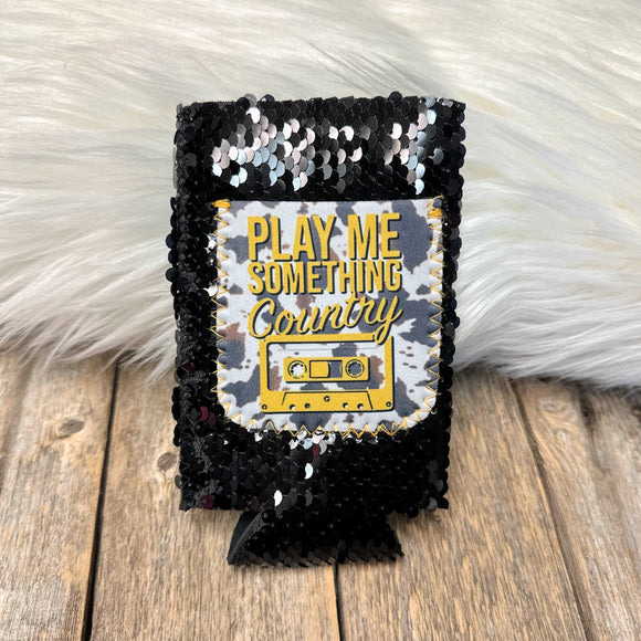 Sequin Tall Slim Can Koozie | Play Me Country