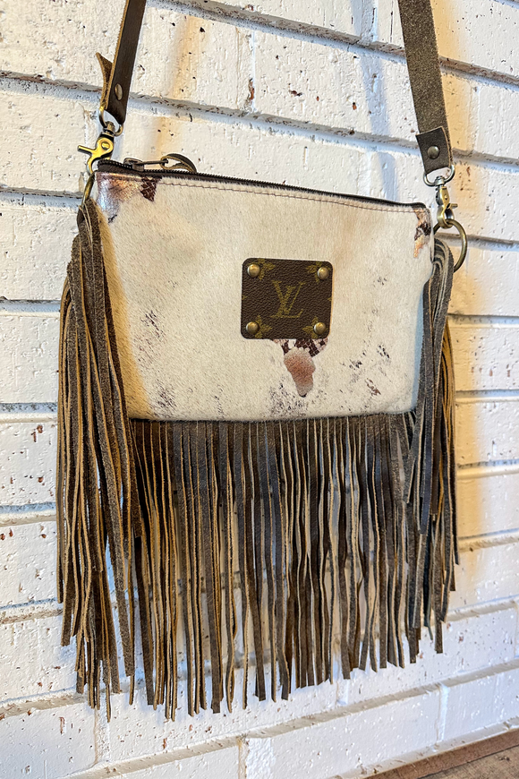 Upcycled Fringe Gypsy Bag | Cream Snake Small #1