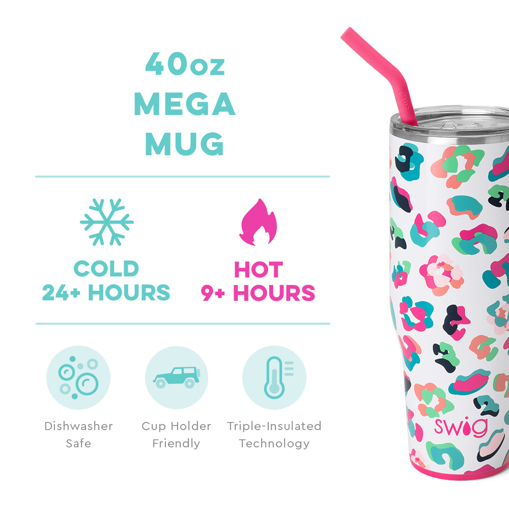 Swig 18oz Travel Mug, Insulated Tumbler with Handle and Lid, A Party Animal