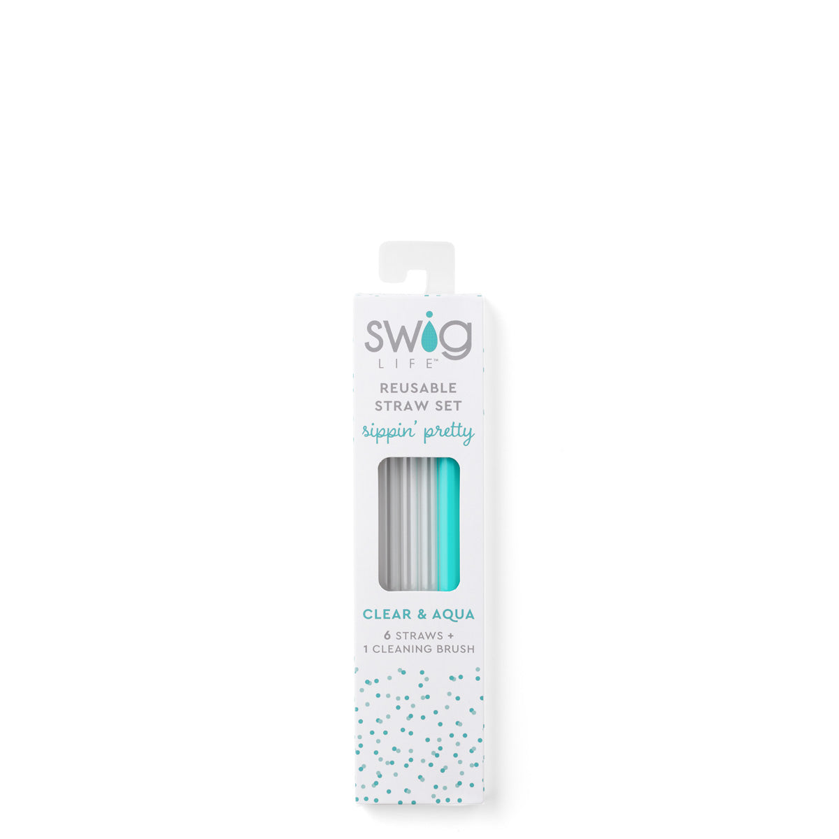 Swig Clear/Aqua Reusable Straw Set