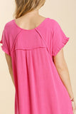 Hi/Low Linen Scoop Dress | Hot Pink