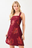 Metallic Floral Jacquard Dress | Wine