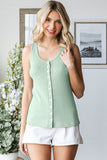 Pointelle Button Front Tank Top | Sage